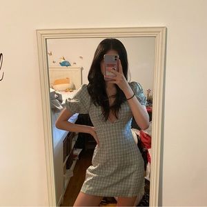 NWT princess polly green checkered mini dress
